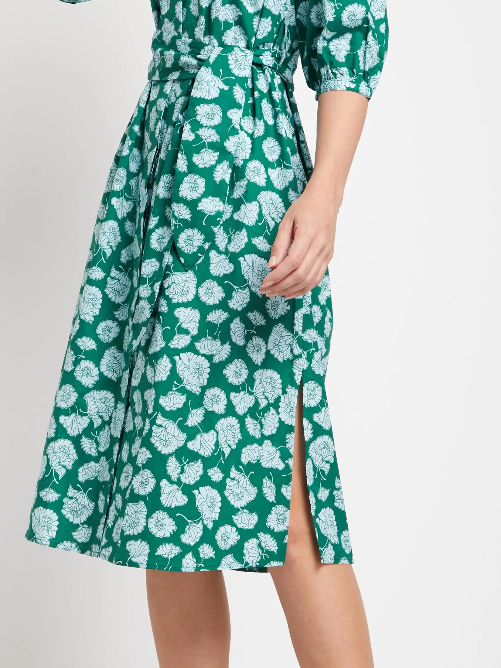 ALUMNUS Women Dress Short Sleeves Tie Waist Print