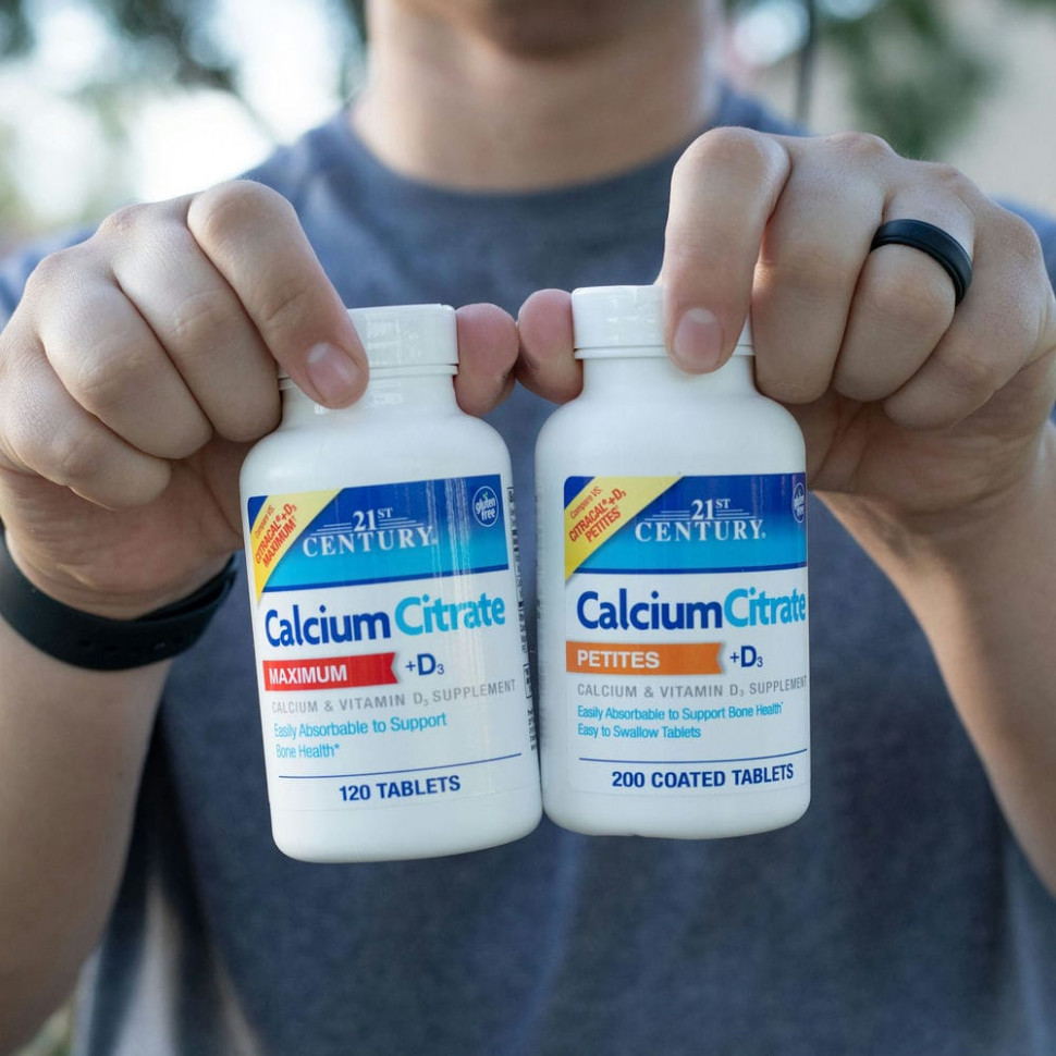 21st Century, Цитрат кальция и D3, маленькие таблетки, 200 таблеток, покрытых оболочкой