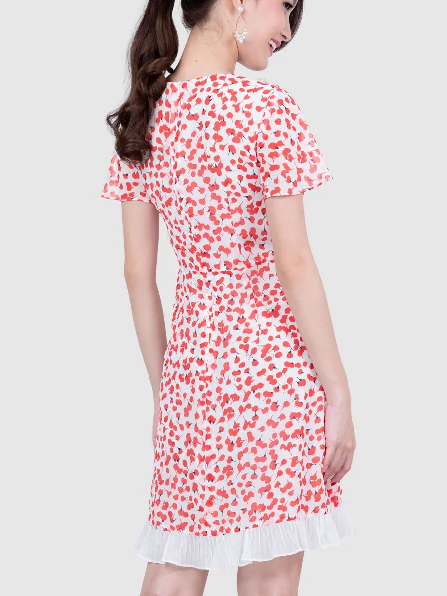 AMILA Women Dress Chiffon Poeme Red