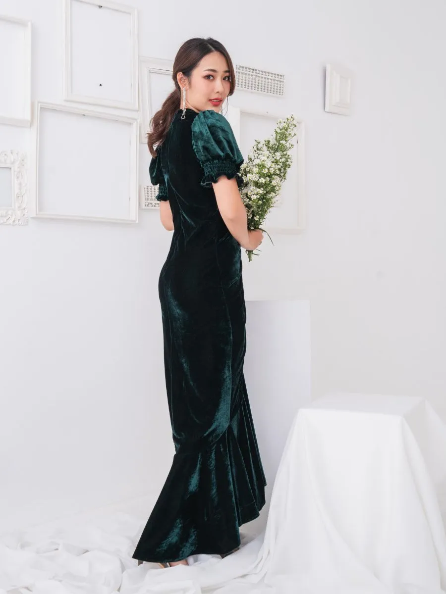 ROSE THE LABEL Jasmin velvet dress Green