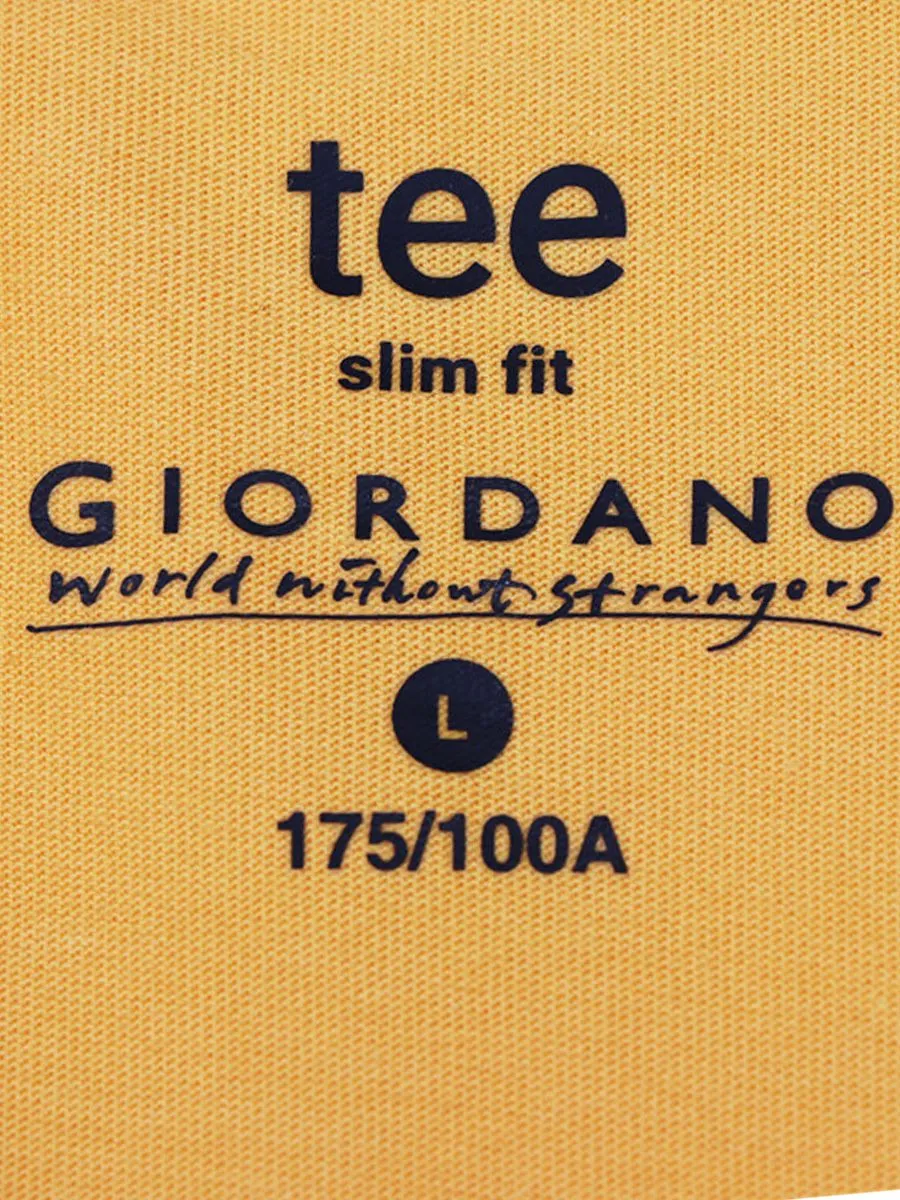 GIORDANO Men's Slim Fit Embroidery Tee (Classic Man) Jolly Yellow