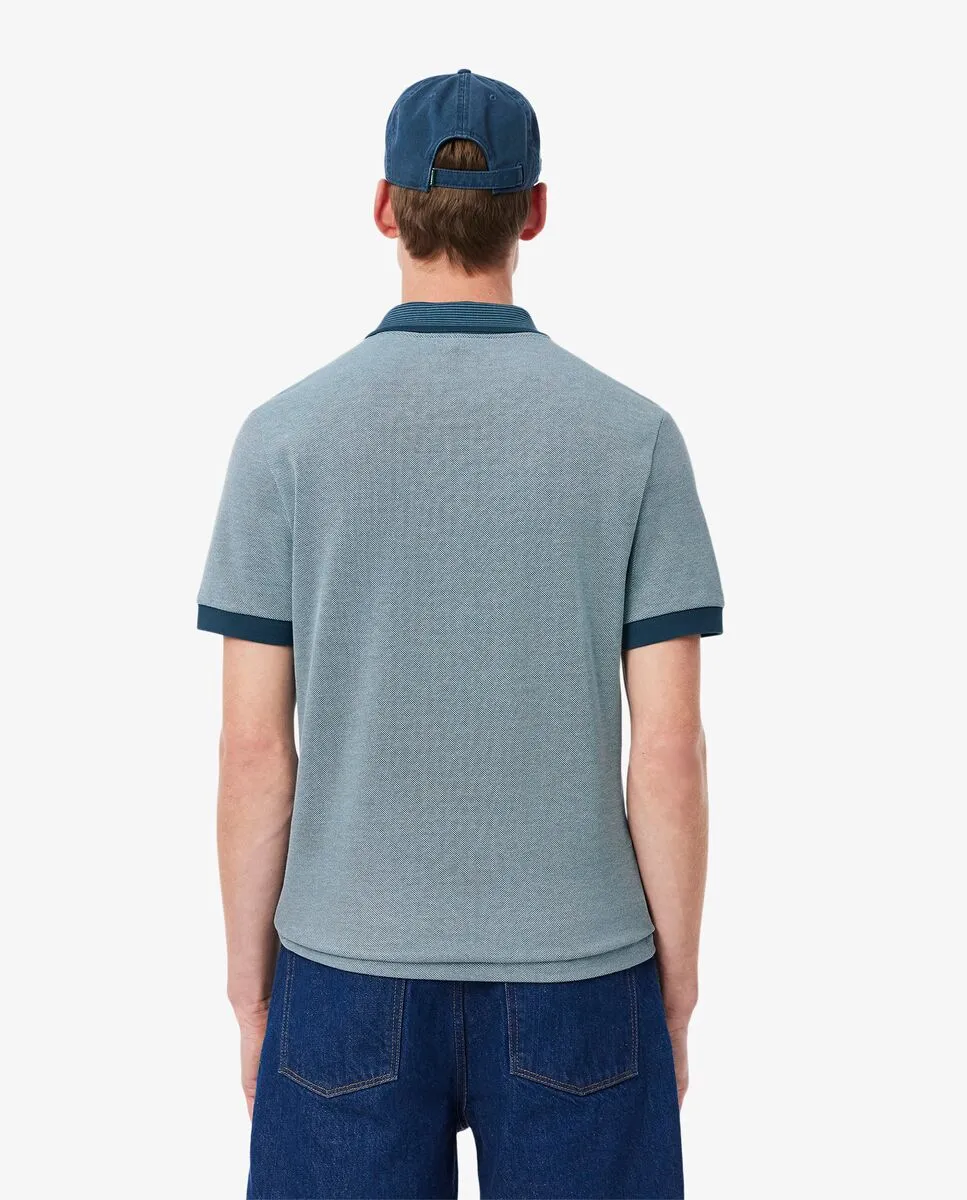 LACOSTE Regular Fit Contrast Caviar Texturized Piqu  Polo Shirt Blue