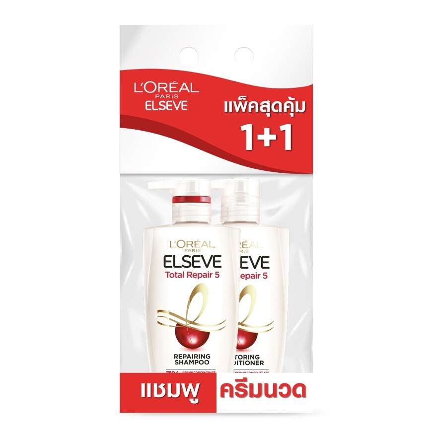L'Oreal Paris Elseve Total Repair 5 Repairing Shampoo 410 Ml.+Conditioner 410 Ml. - Red
