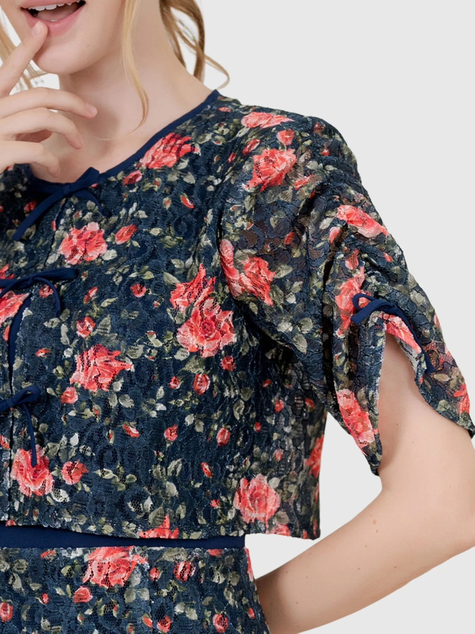 AMILA Women Dress Rachel Lace Navy Blue