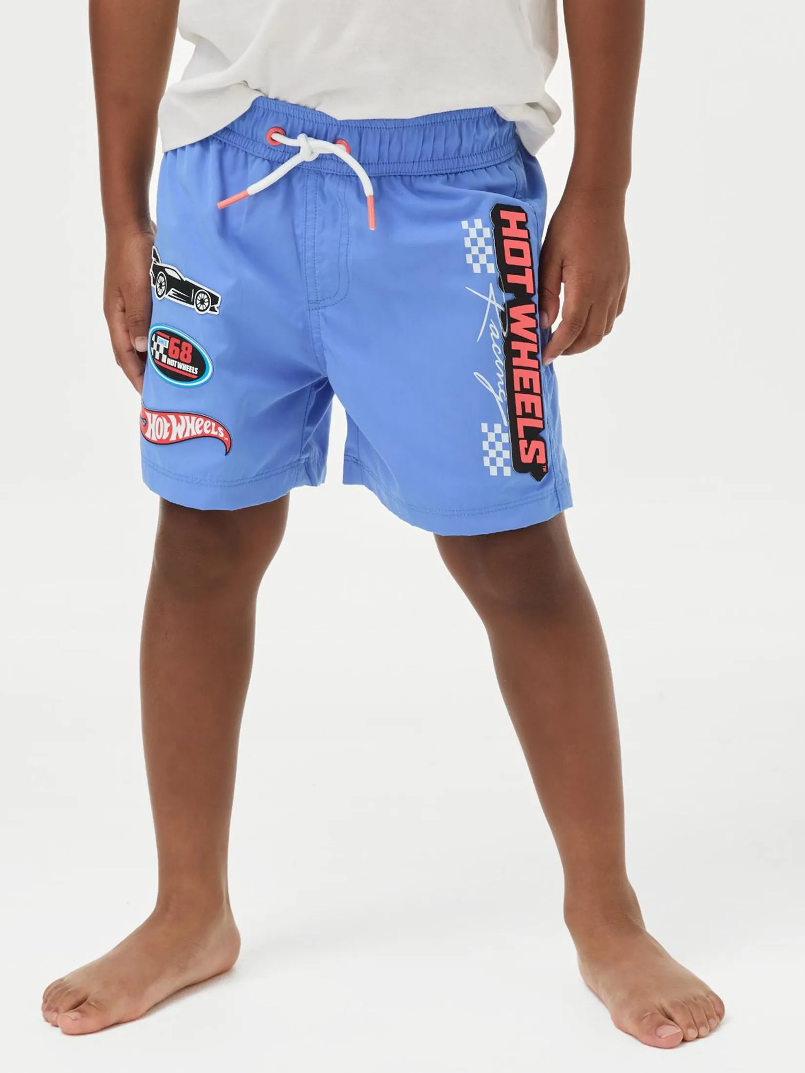 MARKS & SPENCER KIDS Boy Toddler Swim Shorts Hot Wheels Blue Mix