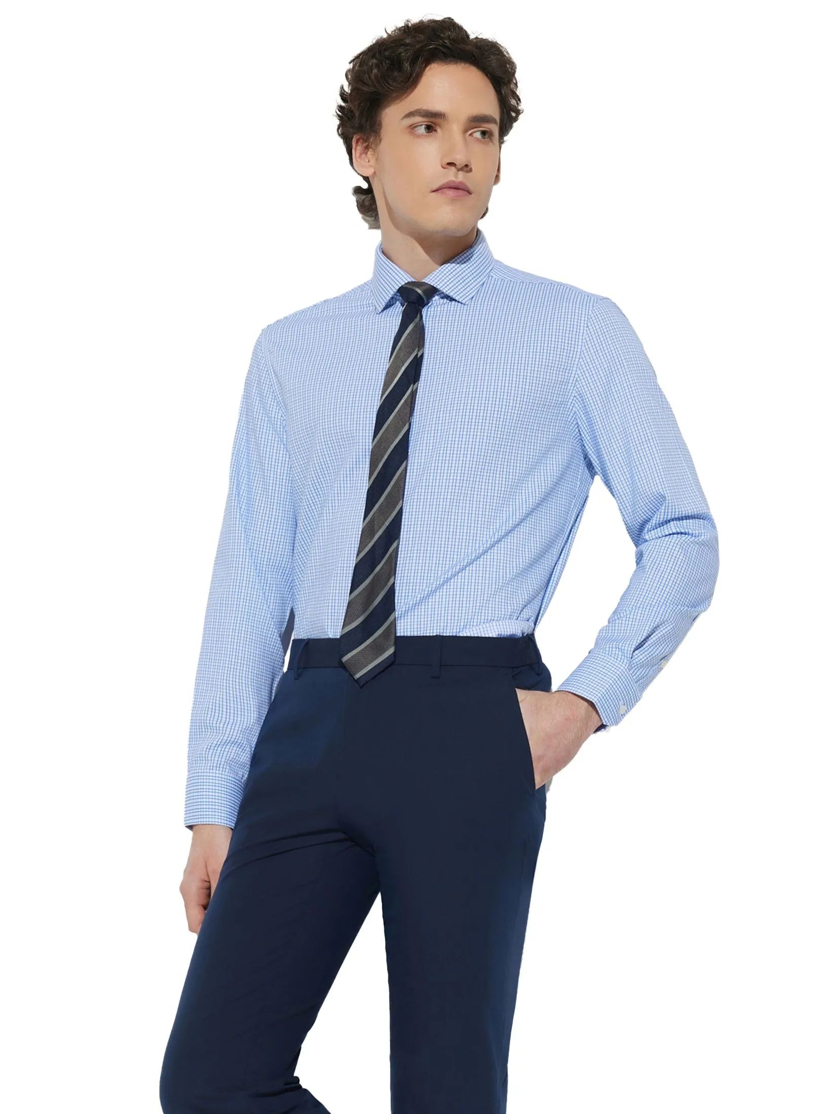 G2000 Men Clothing Non-Iron Silky Touch Check Shirt  Smart Fit - Blue Size - 5 EU