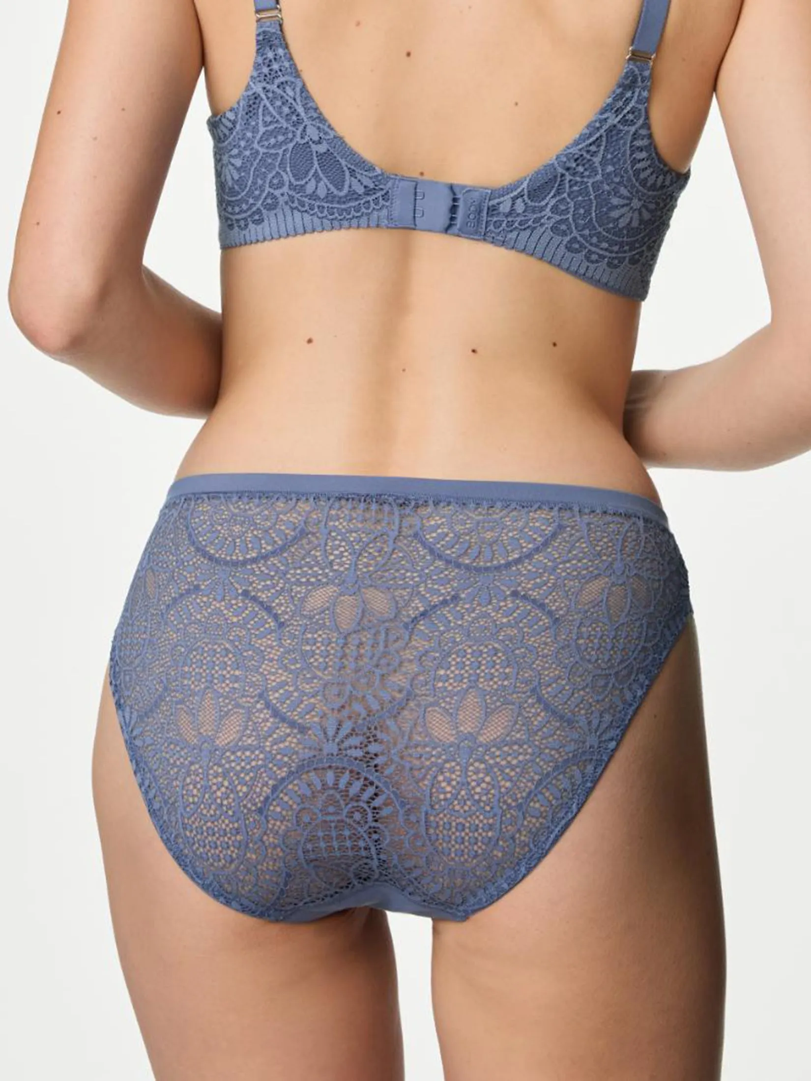 MARKS & SPENCER Women High Leg Knickers Body Soft Pack 3 Pcs Steel Blue