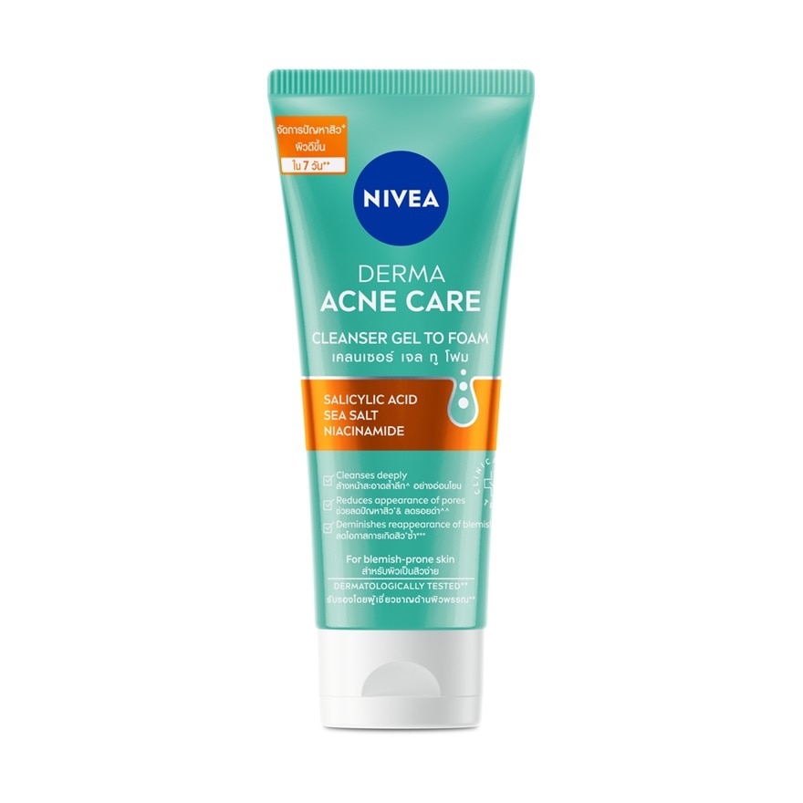 Nivea Derma Acne Care Cleanser Gel To Foam 90 Ml. - Green