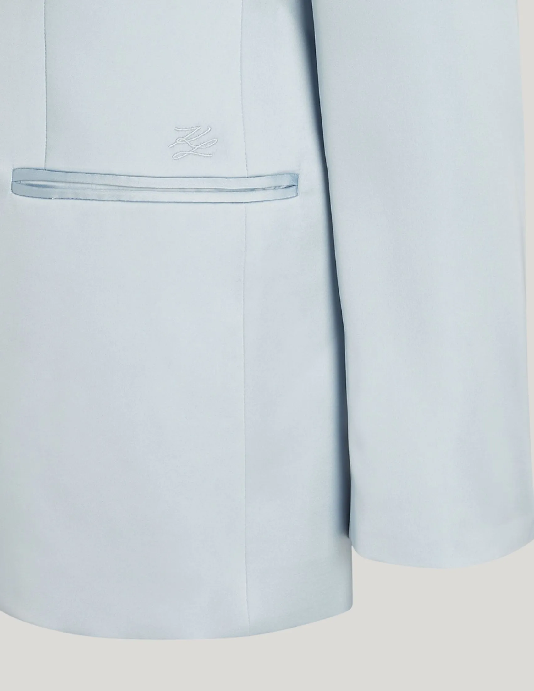 KARL LAGERFELD RTW-1 FLUID SATIN TAILORED WOMEN BLAZER CASHMERE BLUE