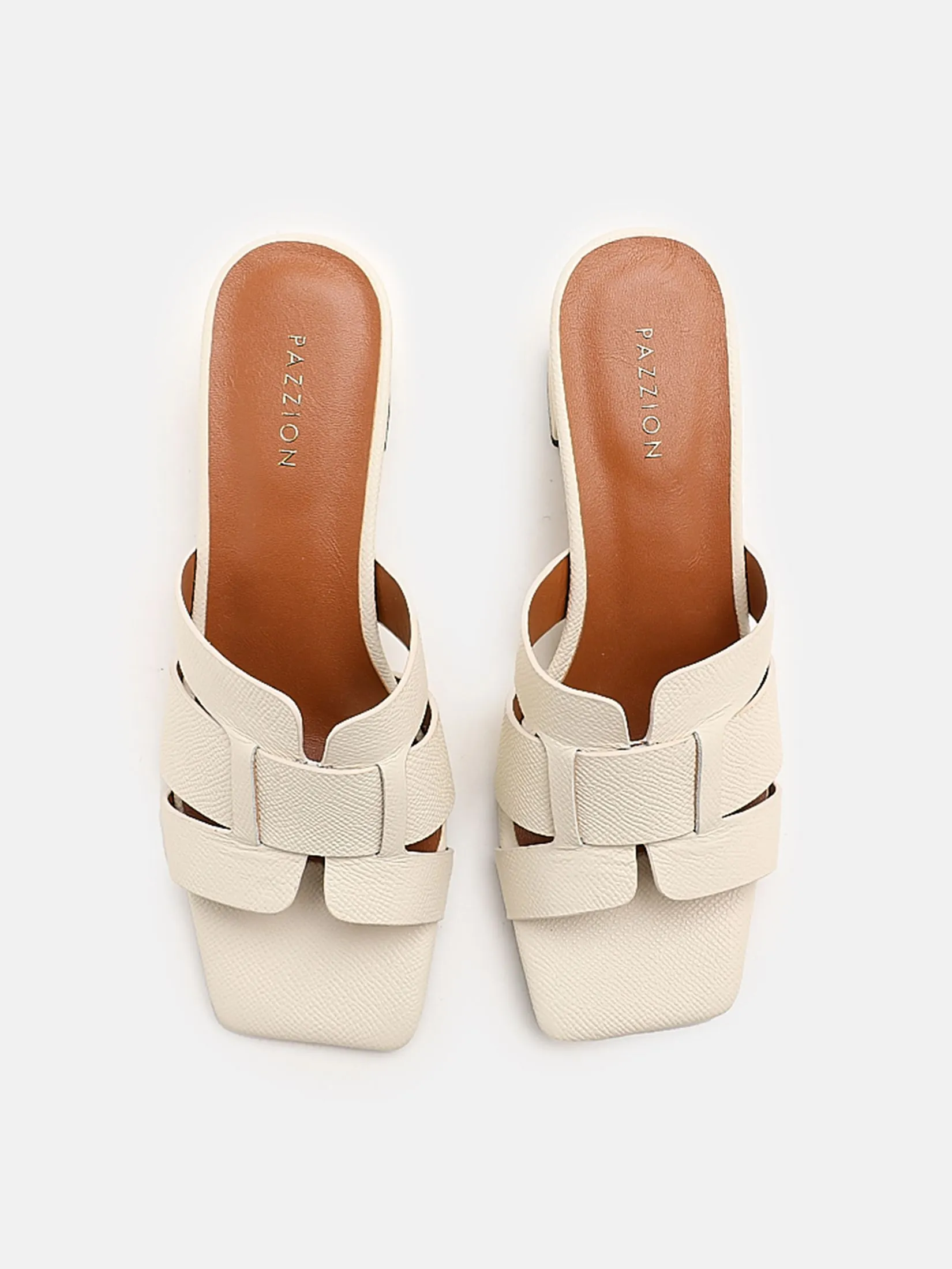 PAZZION Women Heel Slippers Wide Strap