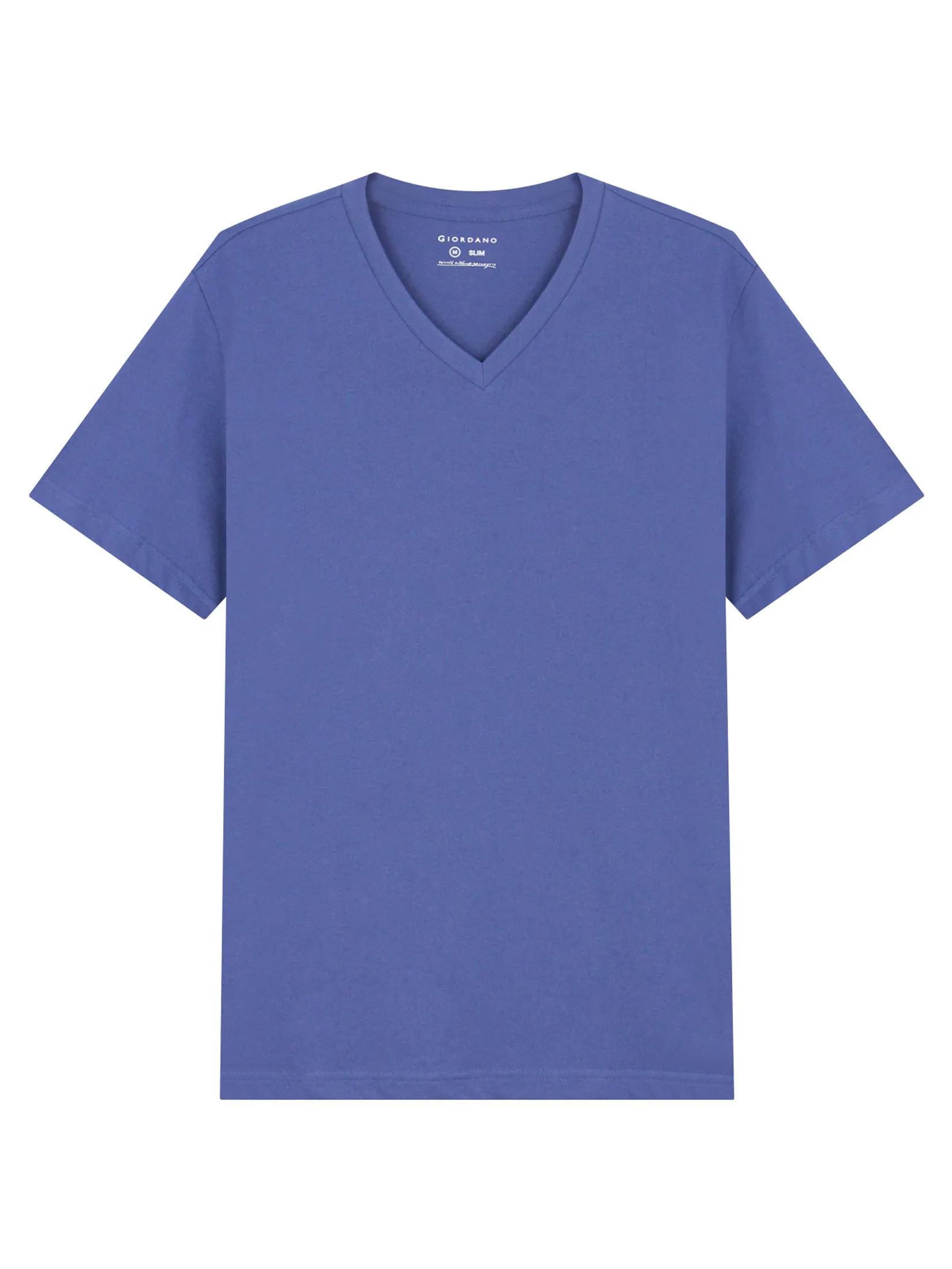 GIORDANO Men's Slim V-Neck Tee Gray Blue purple