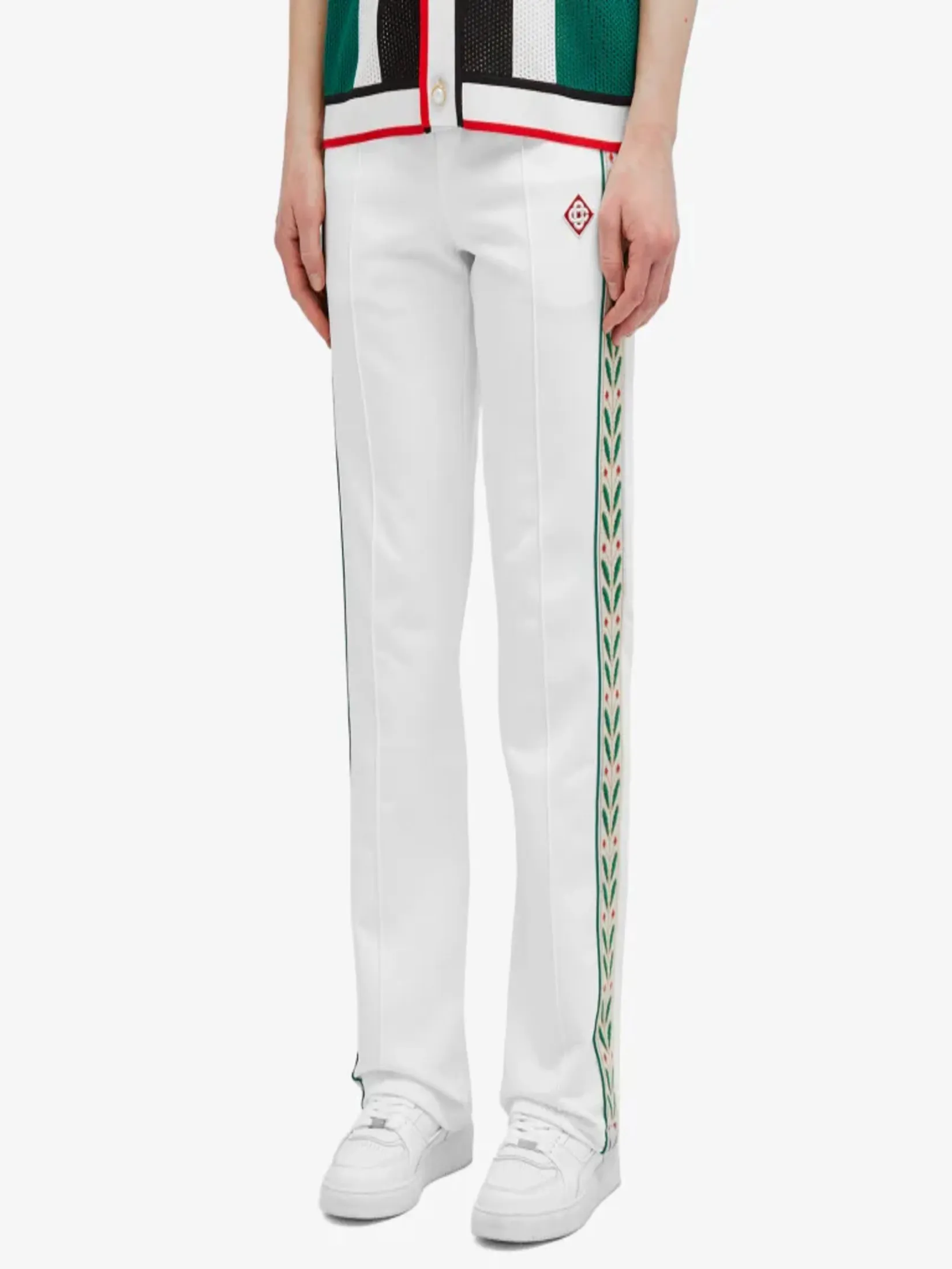 CASABLANCA LAUREL TAPE PANELLED SWEATPANTS IN OFF-WHITE LOOPBACK