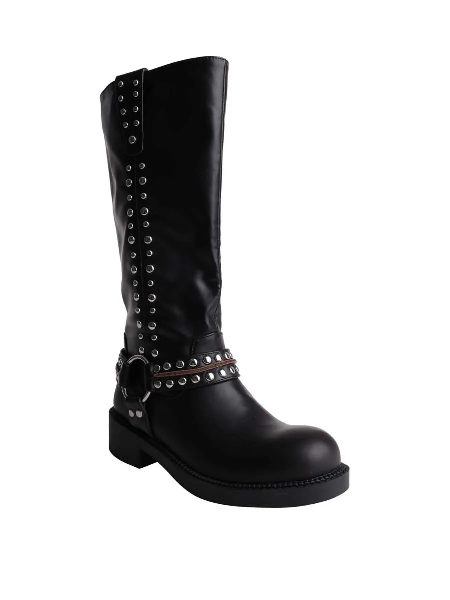VILLAINS SF ENGINEER-STUDS Boot BLACK