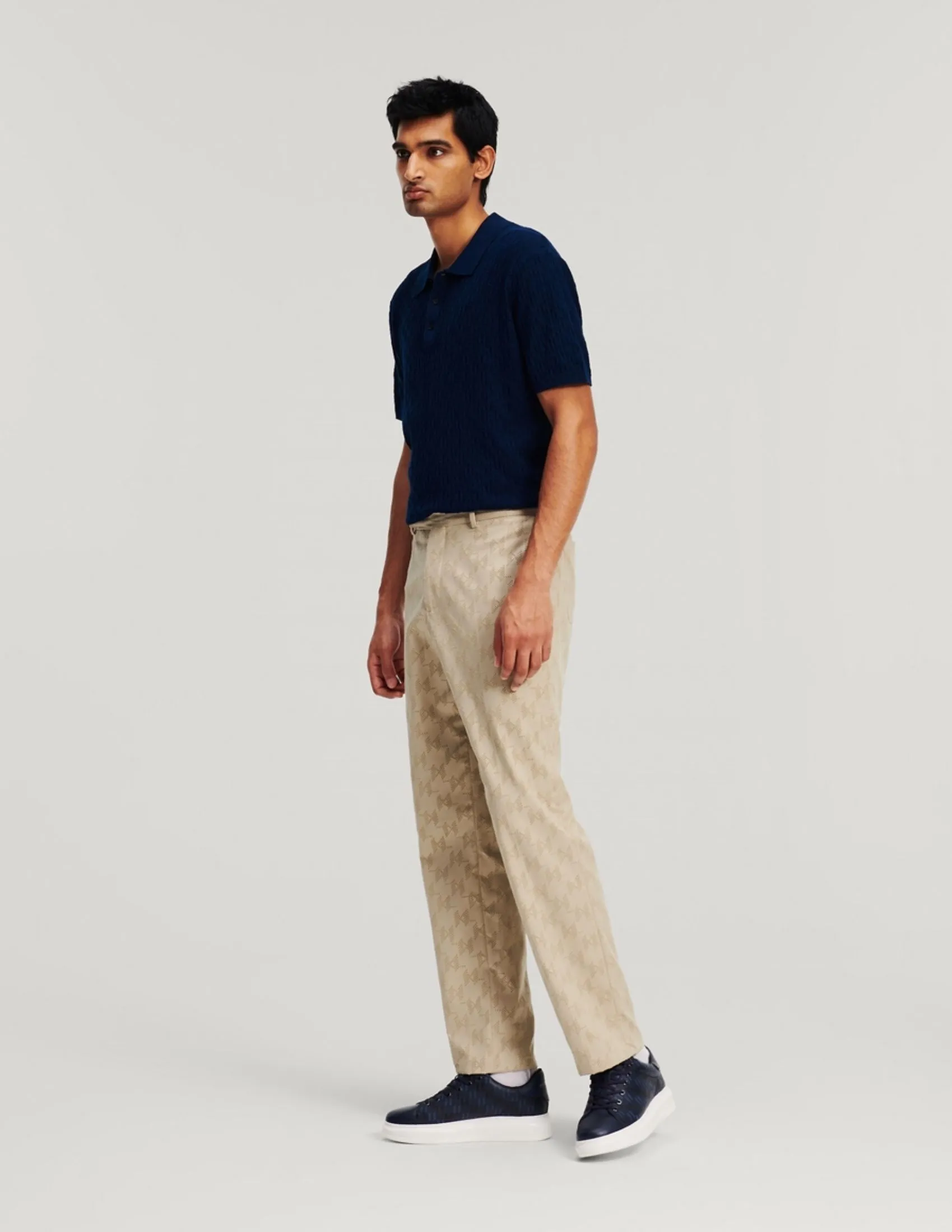 KARL LAGERFELD RTW-1 HUN'S PICK KL PERFORATED MEN PANTS HUMMUS