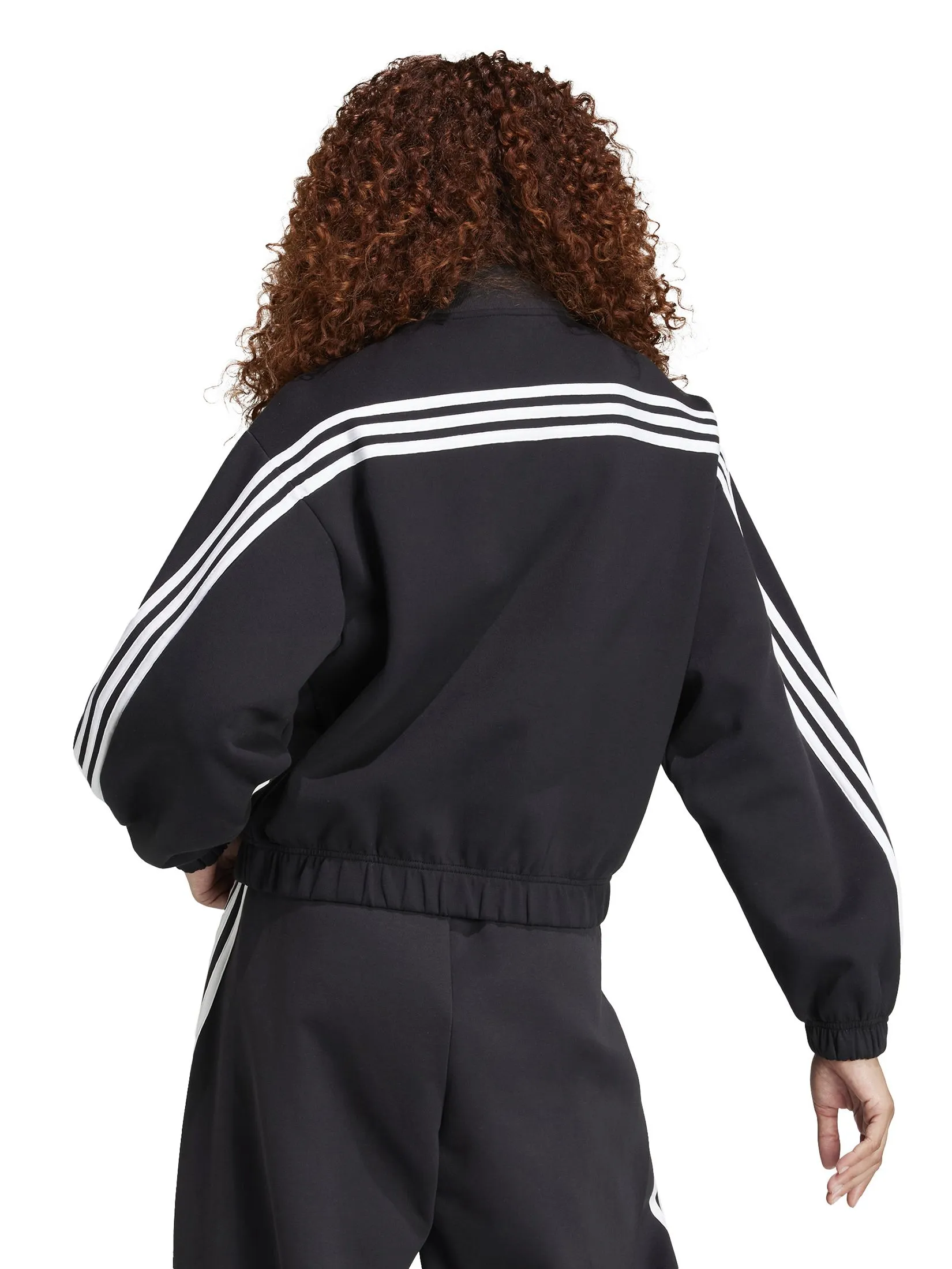 ADIDAS Women Zip Top Future Icons Three Stripes 1/4 Black