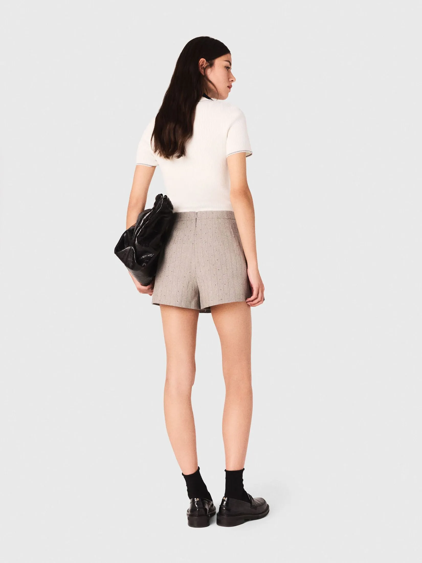 MAJE Women Skort Pleated Rhinestone