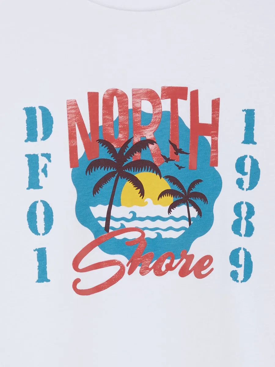 DEFRY 01 Men T-shirt Short Sleeves Crew Neck Printed White