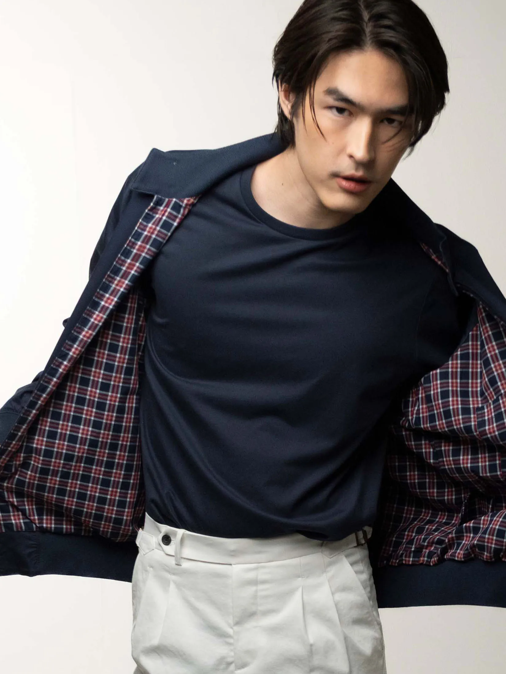 ERA-WON Harrington Jacket – Regular Fit in Navy Blue