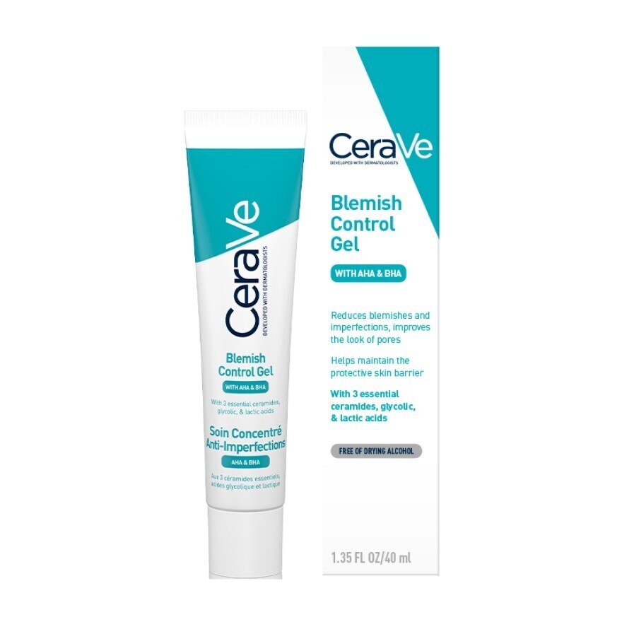 Cerave Blemish Control Gel with AHA  BHA 40 ml. Facial moisturizer for blemish-prone