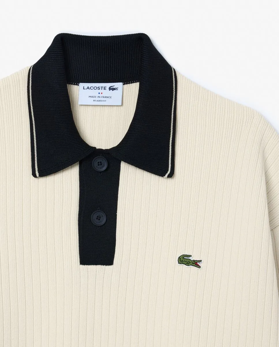 LACOSTE French Made Relaxed Fit Polo Sweater White