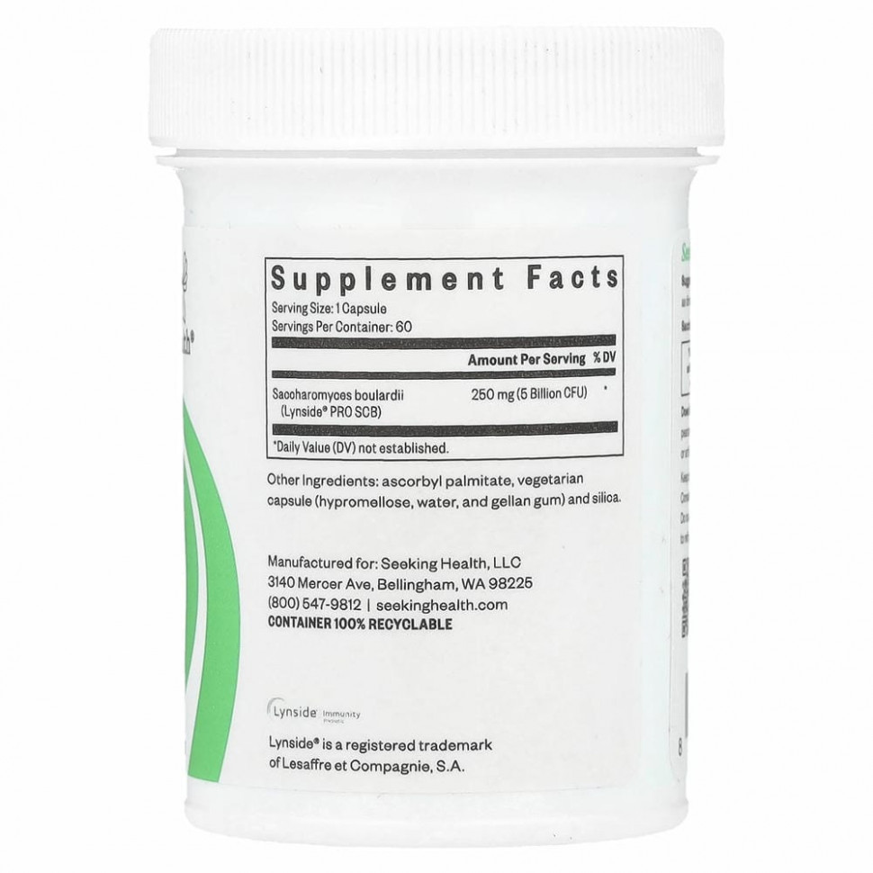 Seeking Health, Сахаромицеты Буларди, 5 млрд КОЕ, 60 вегетарианских капсул