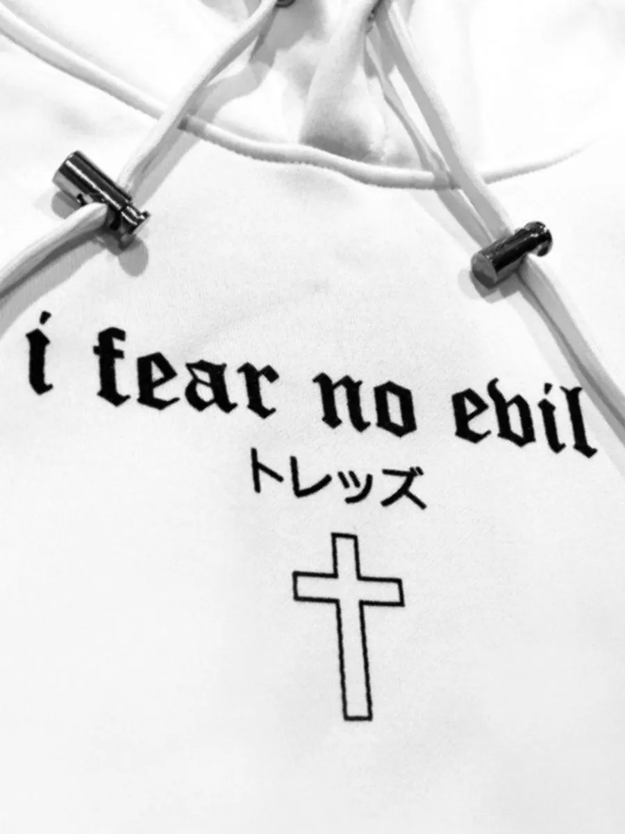 TZ WORLDWIDE Men HOODIE TZ I FEAR NO EVIL White/BLACK