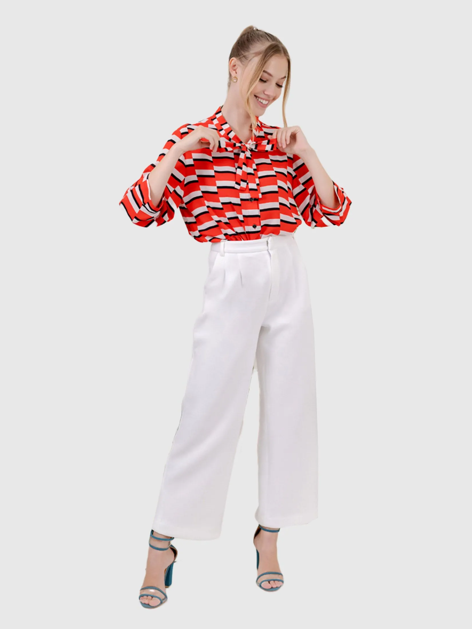 AMILA Women Blouse Chiffon Dobby Red