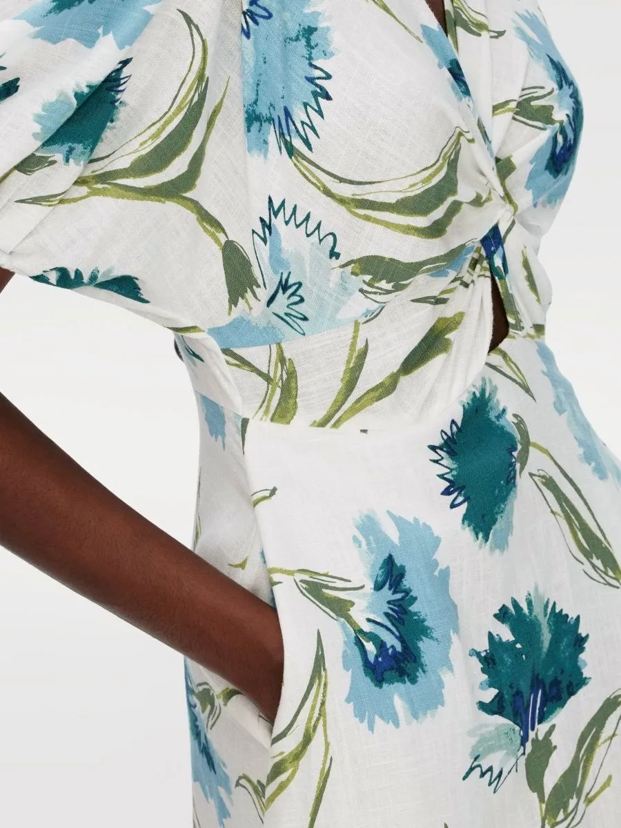 DIANE VON FURSTENBERG WOMEN DVF MAJORIE DRESS DIANTHUS LARGE LG BLUE