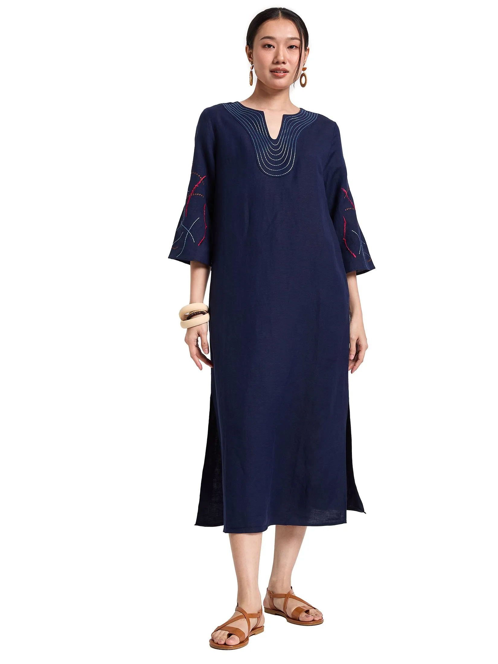 JOURNAL Women Dress V-Neck Embroidered