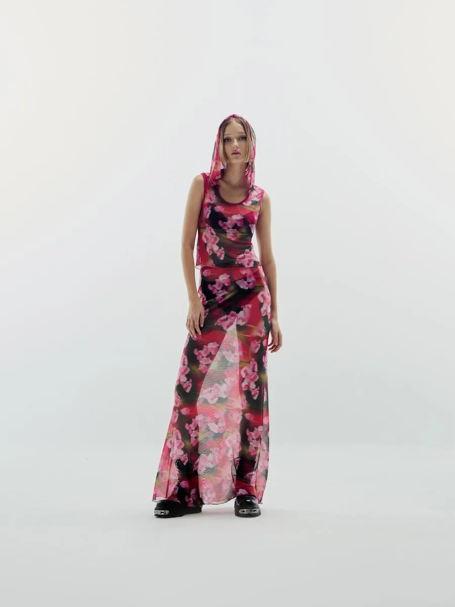 BLACKDOG BKK Women Pink see-through print skirt