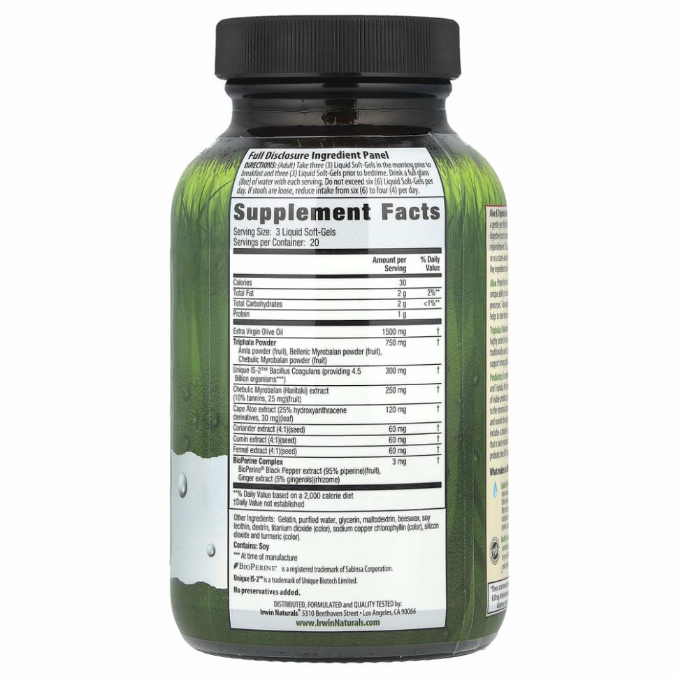 Irwin Naturals, Active-Cleanse and Probiotics, с алоэ и трифалой, 60 мягких желатиновых капсул с жидкостью