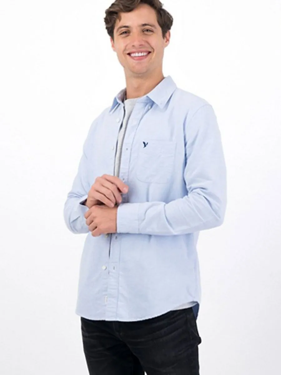 AMERICAN EAGLE Shirt Solid Oxford W Eagle 5153 Solid Oxford 400 Blue