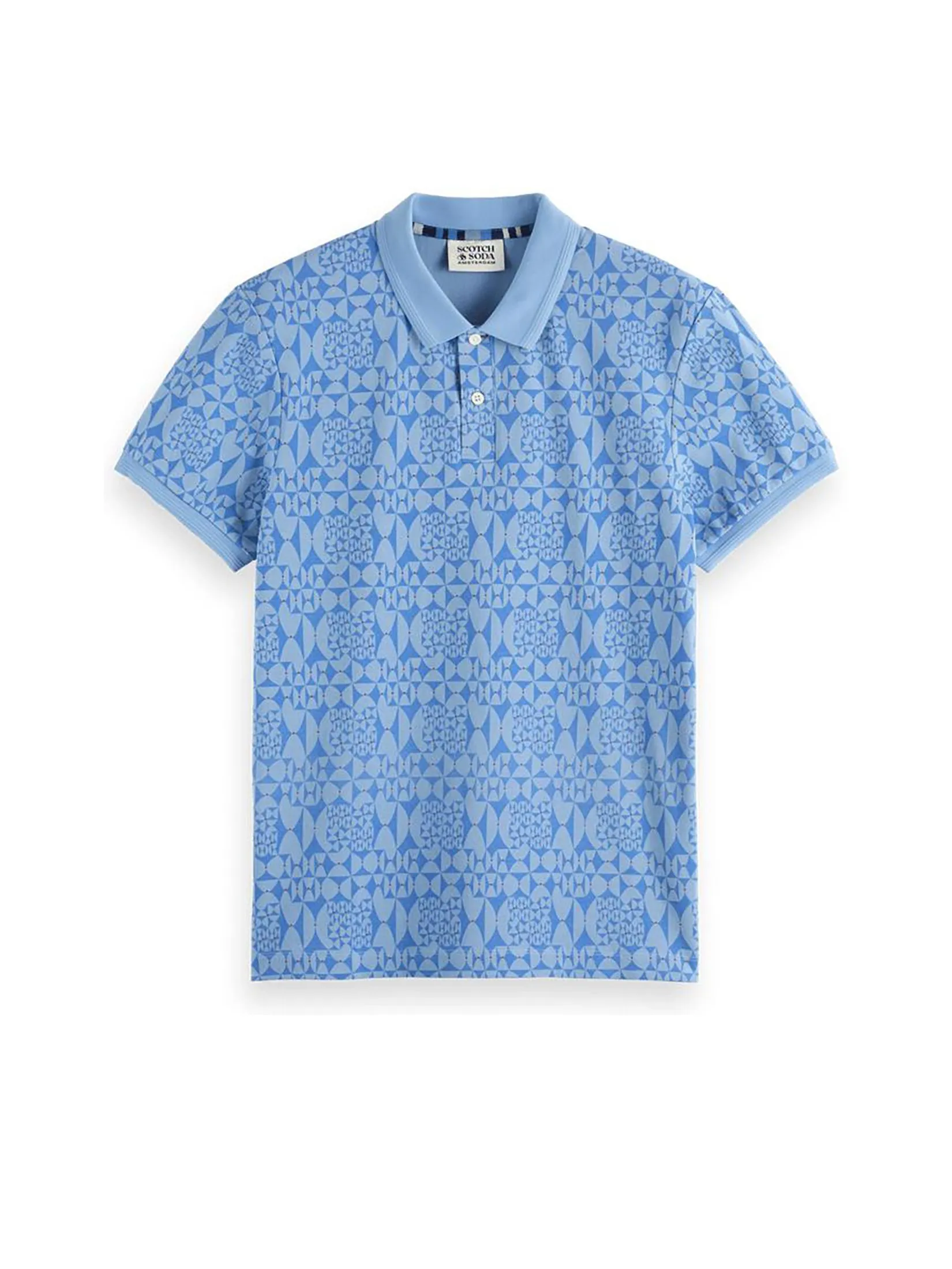 SCOTCH&SODA Men Polo Micro Diamond Print Diamond Blue AOP