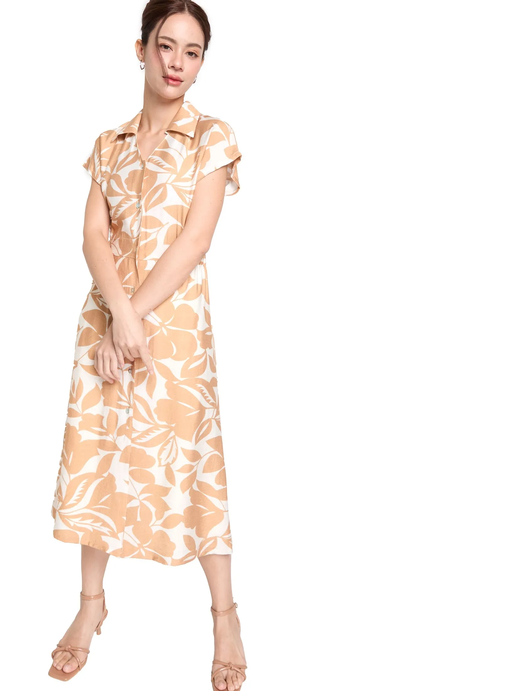 FOF Women Dress Button-Front Flare