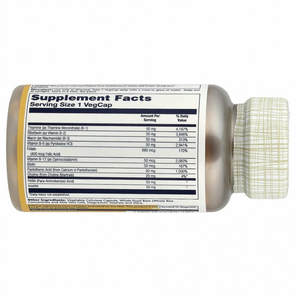 Solaray, B-Complex 50, 100 капсул с оболочкой из ингредиентов растительного происхождения