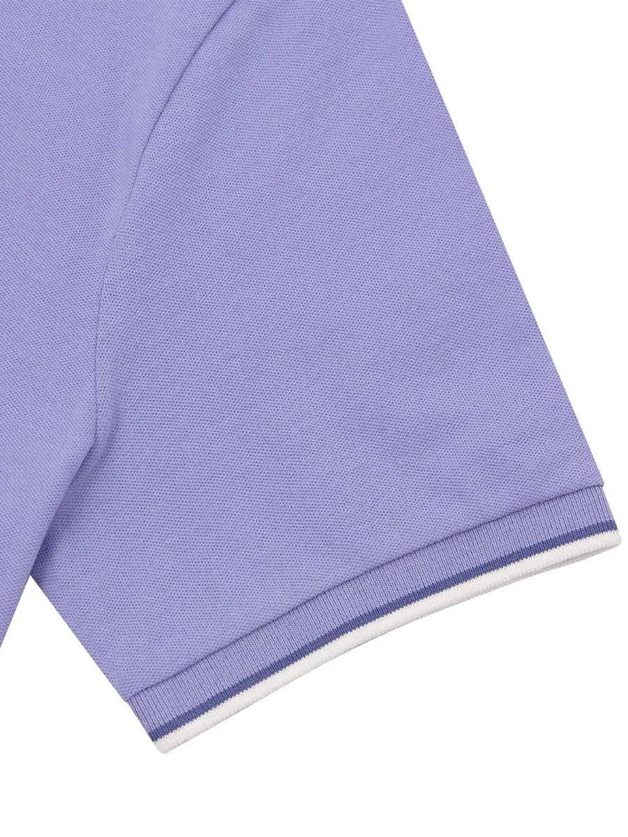 GIORDANO Men's Signature Pique Embroidery Solid Polo Thistle Down Purple