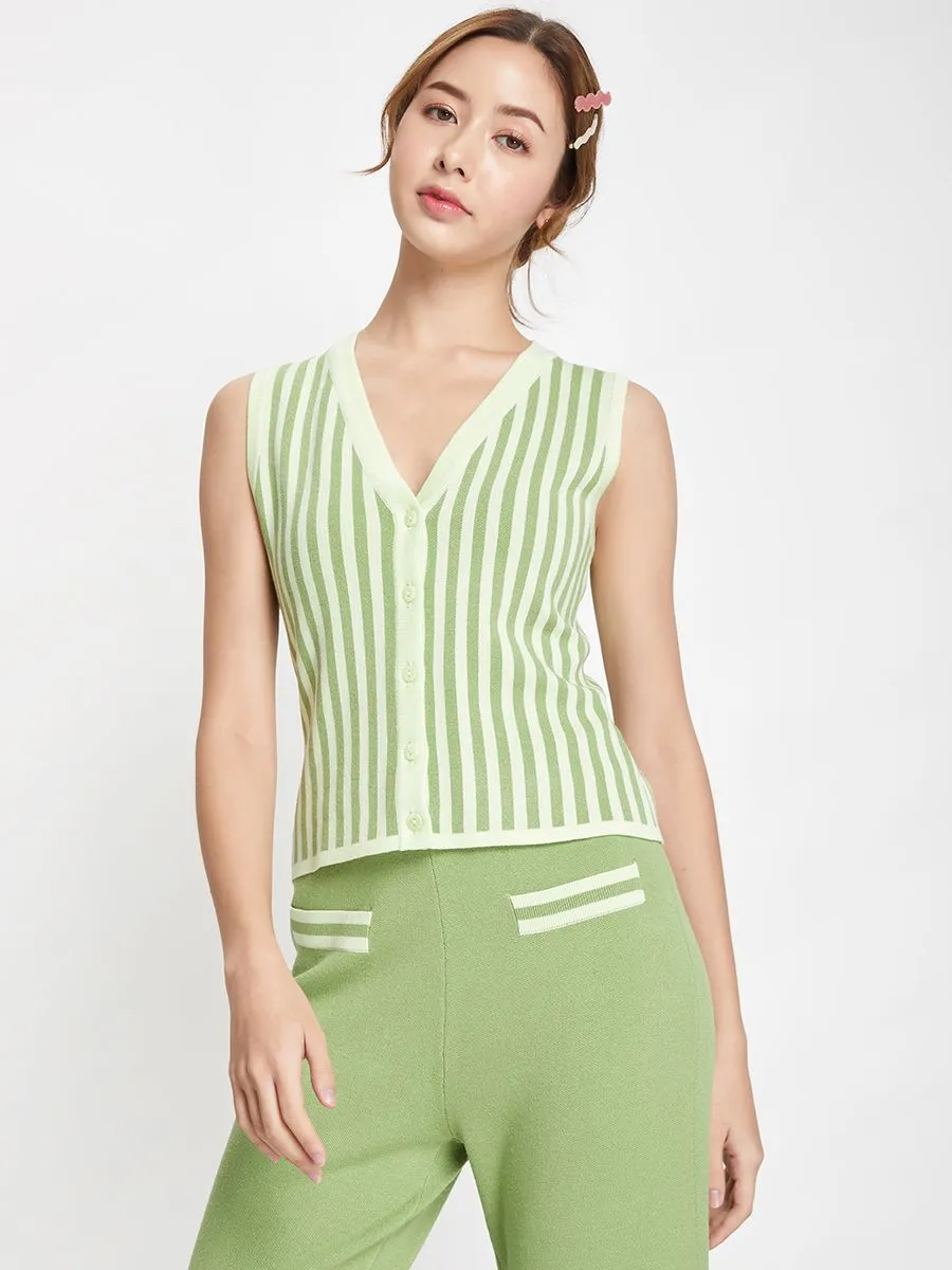 LOLITA Women Vest Sleeveless Printed Stripes