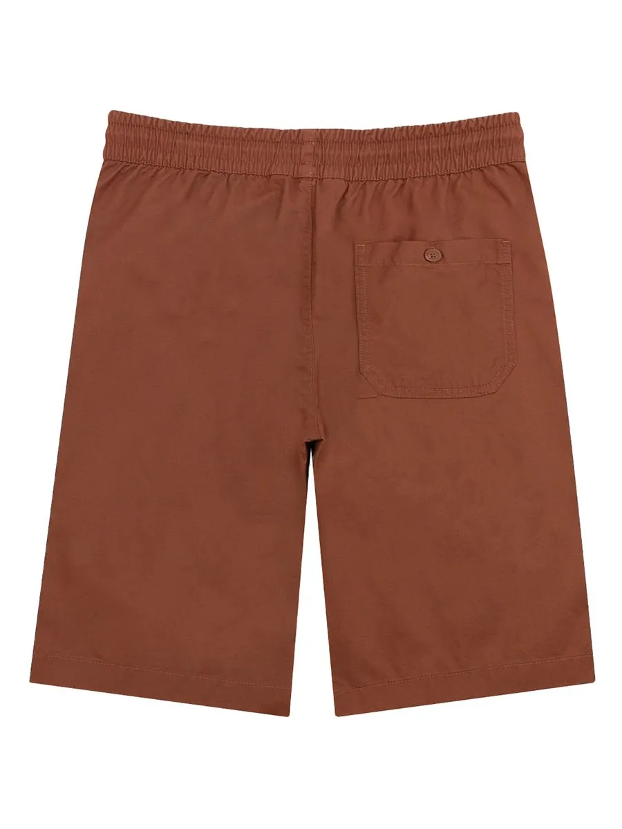 GIORDANO Men's Mid-Rise Slim Fit Elastic Waist Twill Bermuda Shorts Coconut Shell Brown