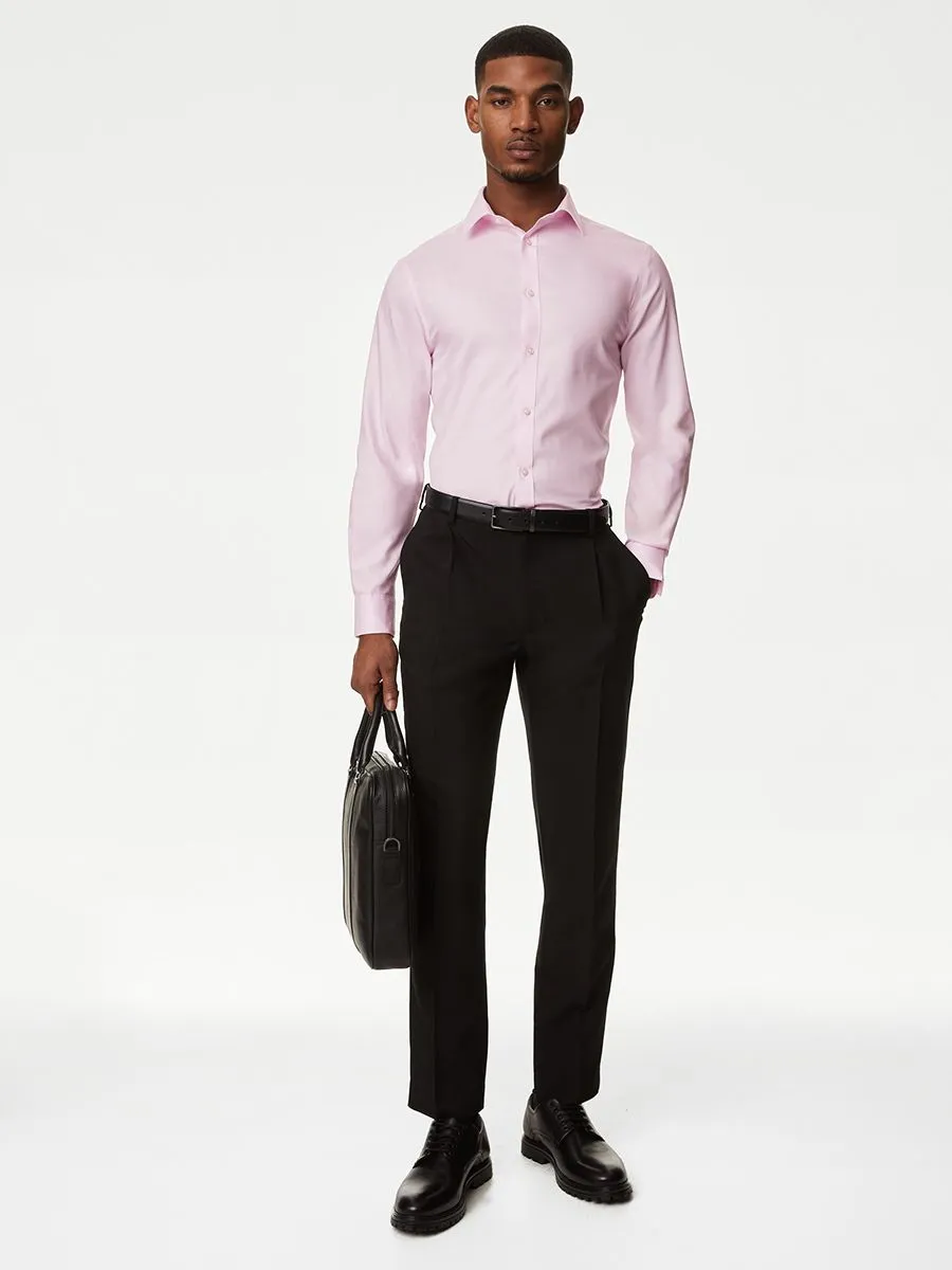 MARKS & SPENCER Men Shirt Slim Fit Non Iron Pure Cotton Light Pink