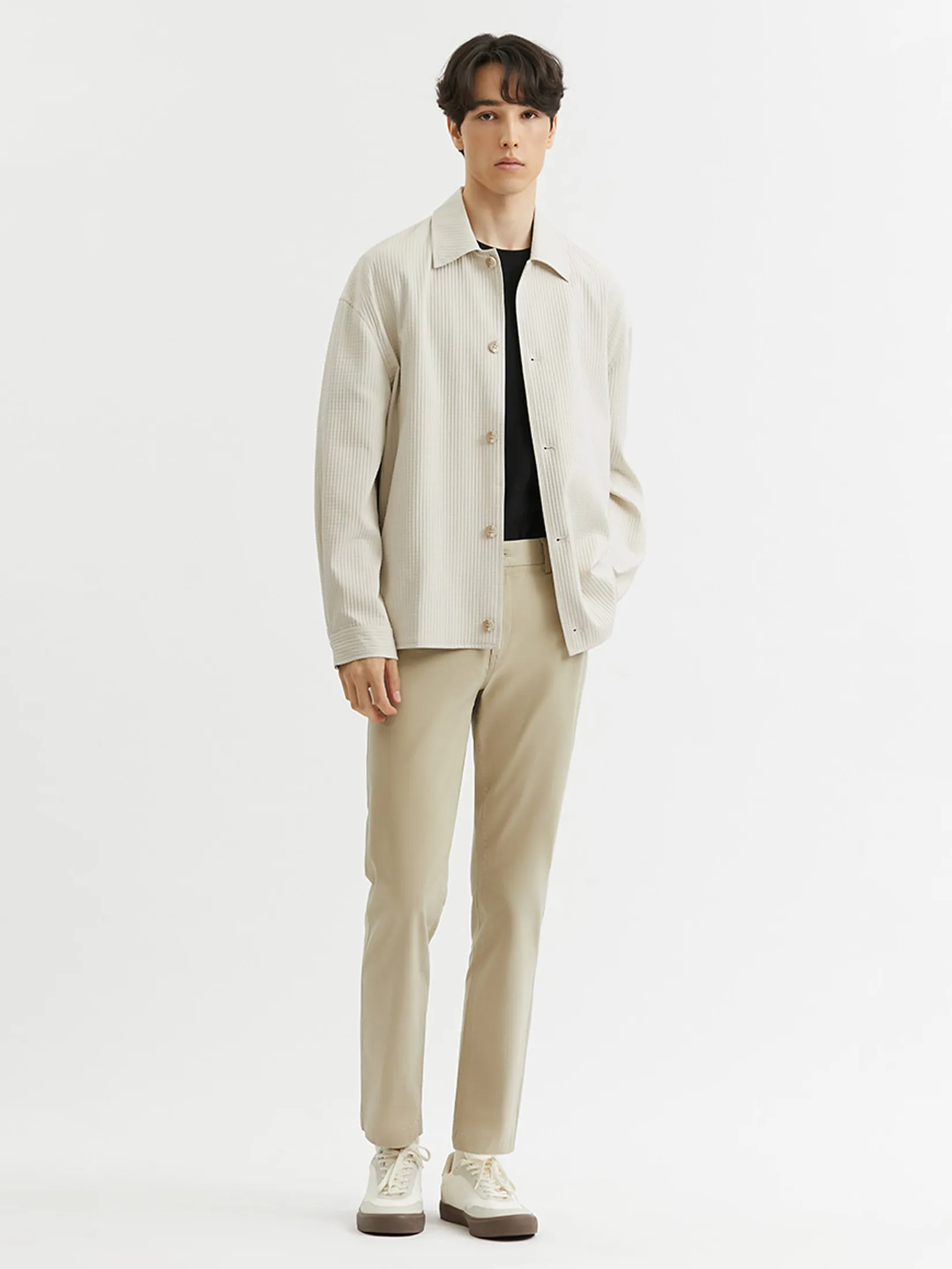 DAPPER Men Waffle Textured Jacket Cream