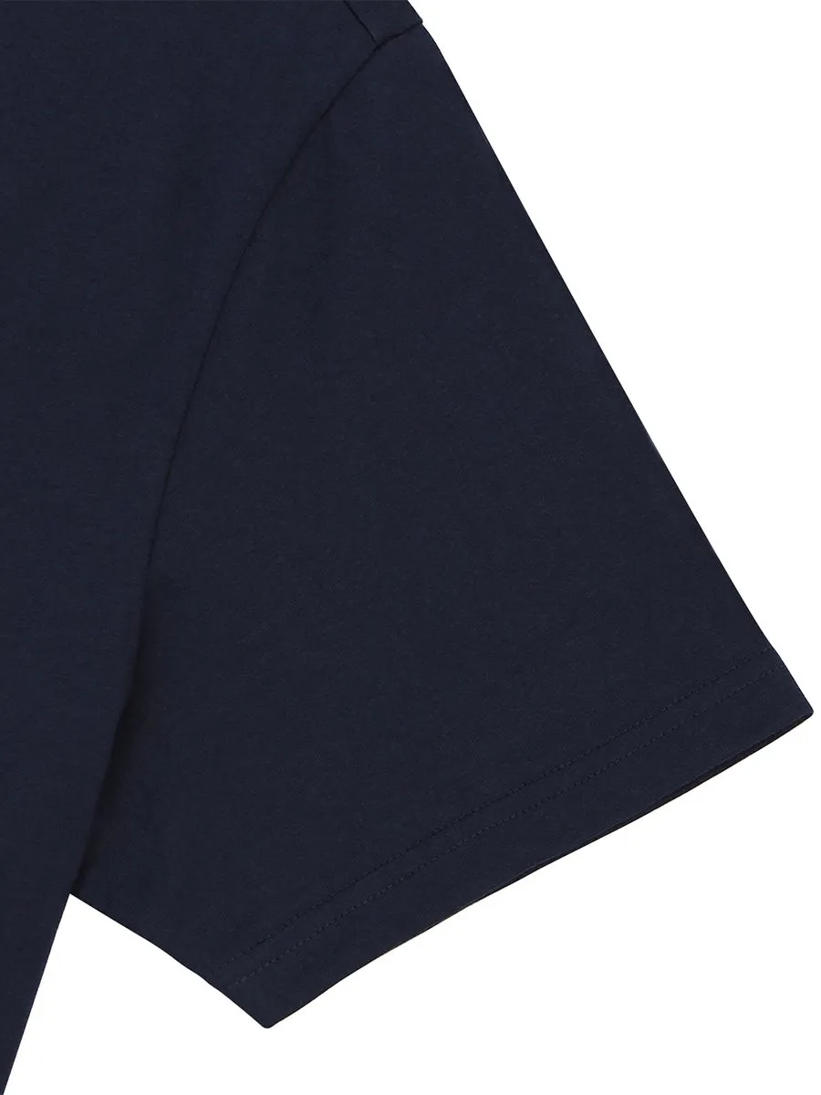GIORDANO Men's Slim Fit Embroidery Tee (Classic Man) Signature Navy