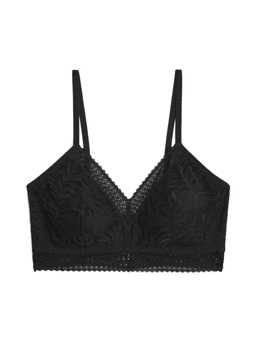 MARKS & SPENCER Women Bralette Flexifit Lace Non Wired Black