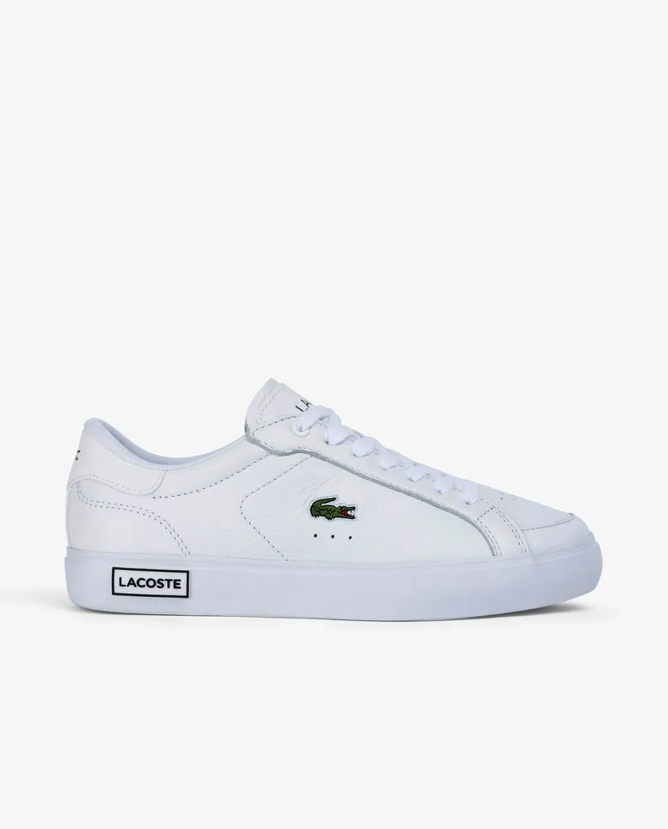 LACOSTE Women’s Lacoste Powercourt Leather Considered Detailing Trainers White