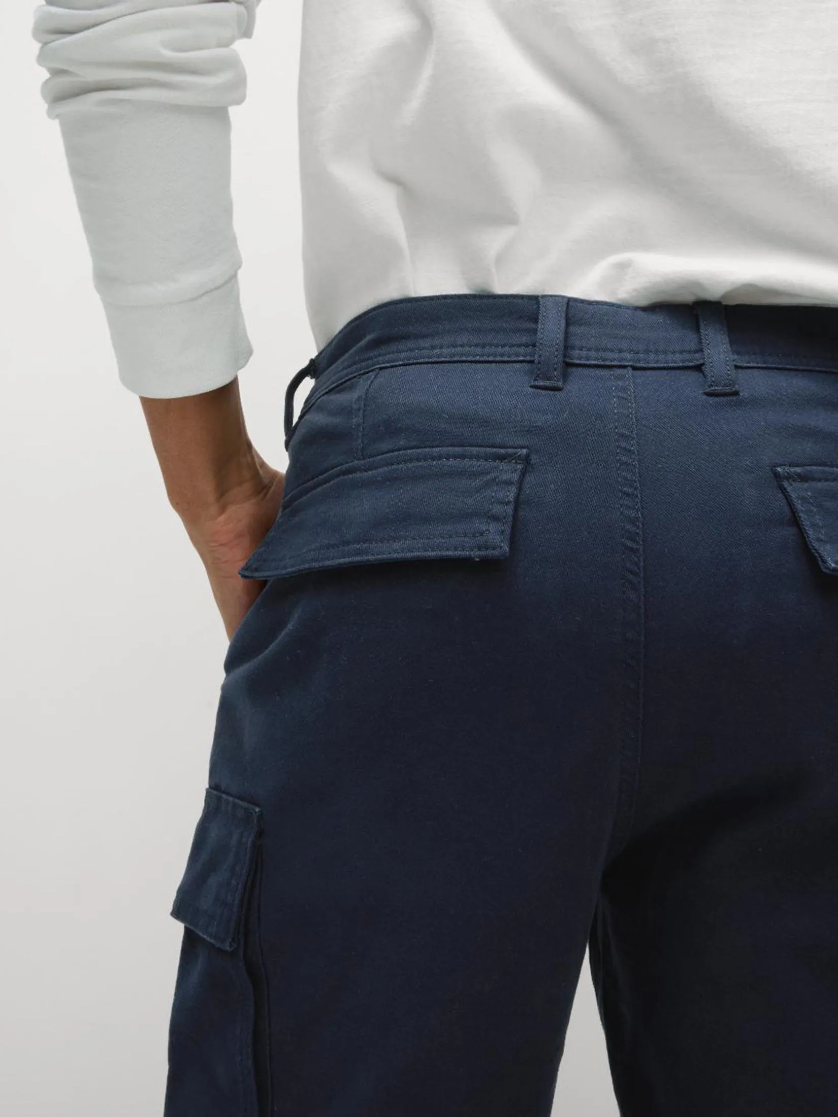 MARKS & SPENCER Men Cargo Shorts Straight Fit Stretch Cargo Dark Navy