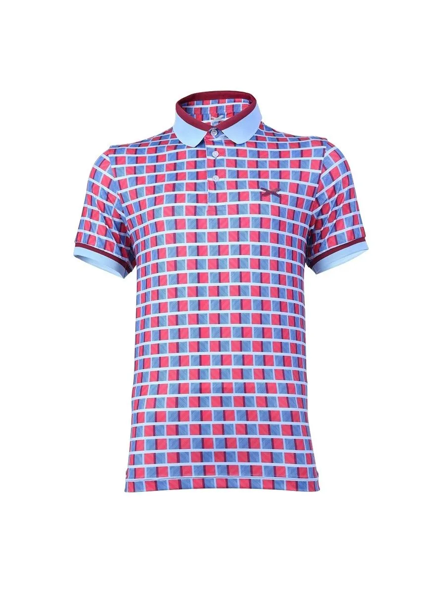 XOLO Red MEN ABSTRACT BLOCK POLO (040068)