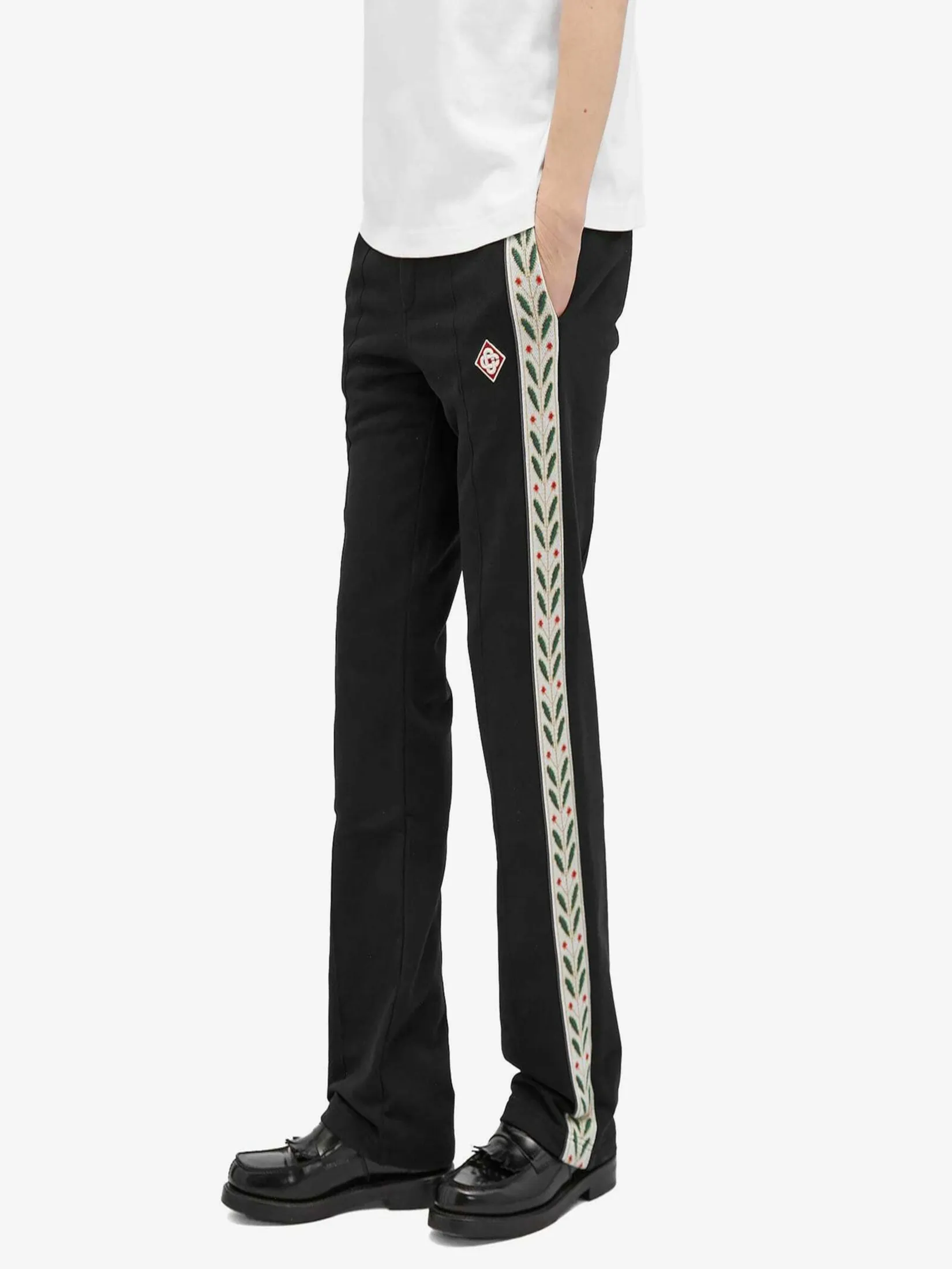 CASABLANCA LAUREL TAPE PANELLED SWEATPANTS IN BLACK LOOPBACK