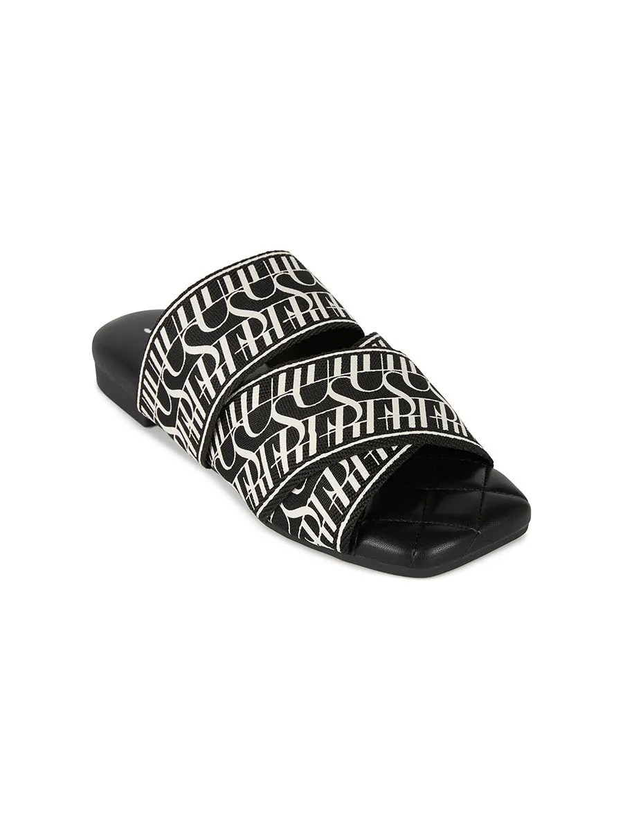 SHU WOMEN  PALETTE SOFT SIGNET ON CANVAS SANDALS - BLACK