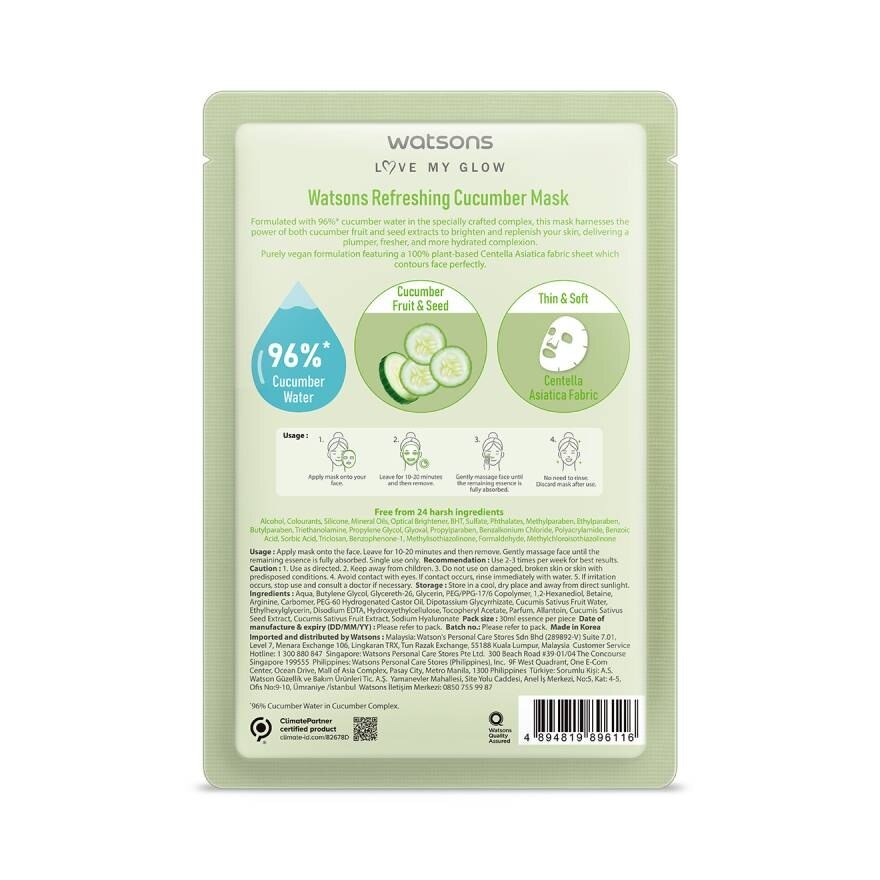 Watsons Refreshing Cucumber Mask 1sheet.