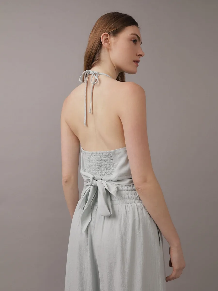 AMERICAN EAGLE WOMEN 5465 HALTER BUBBLE TOP 400 BLUE