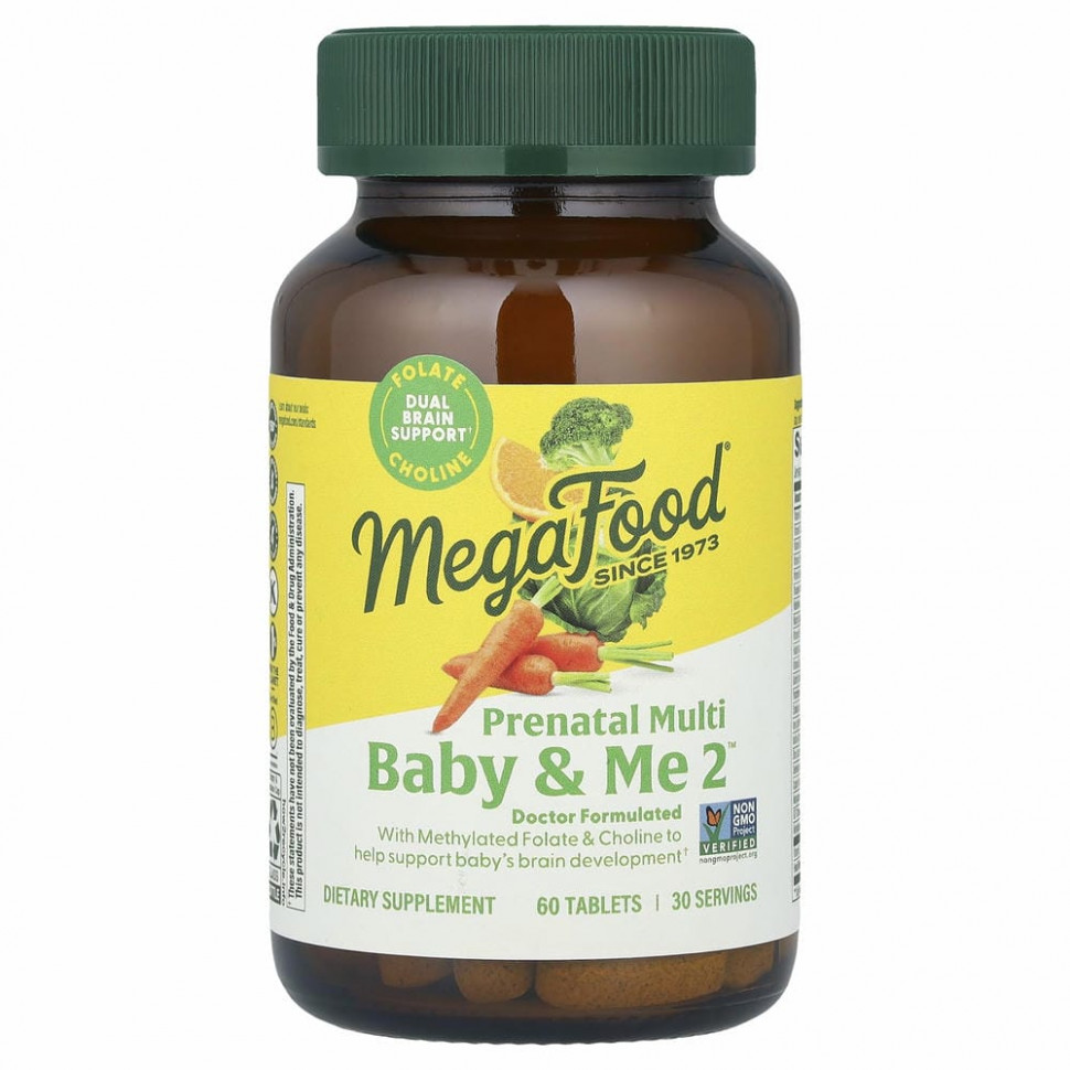 MegaFood, Baby & Me 2, витамины для беременных, 60 таблеток